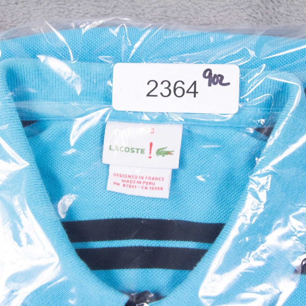 Lacoste Mens Blue Striped Short Sleeve Pique Polo Shirt Size 8 2XL 6191L - Picture 13 of 13